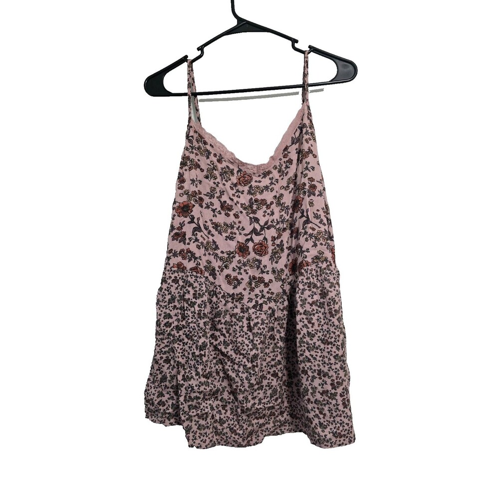 Maurices Size XL Womens Cami Tank Pink Floral Adjustable Straps Peplum NWT